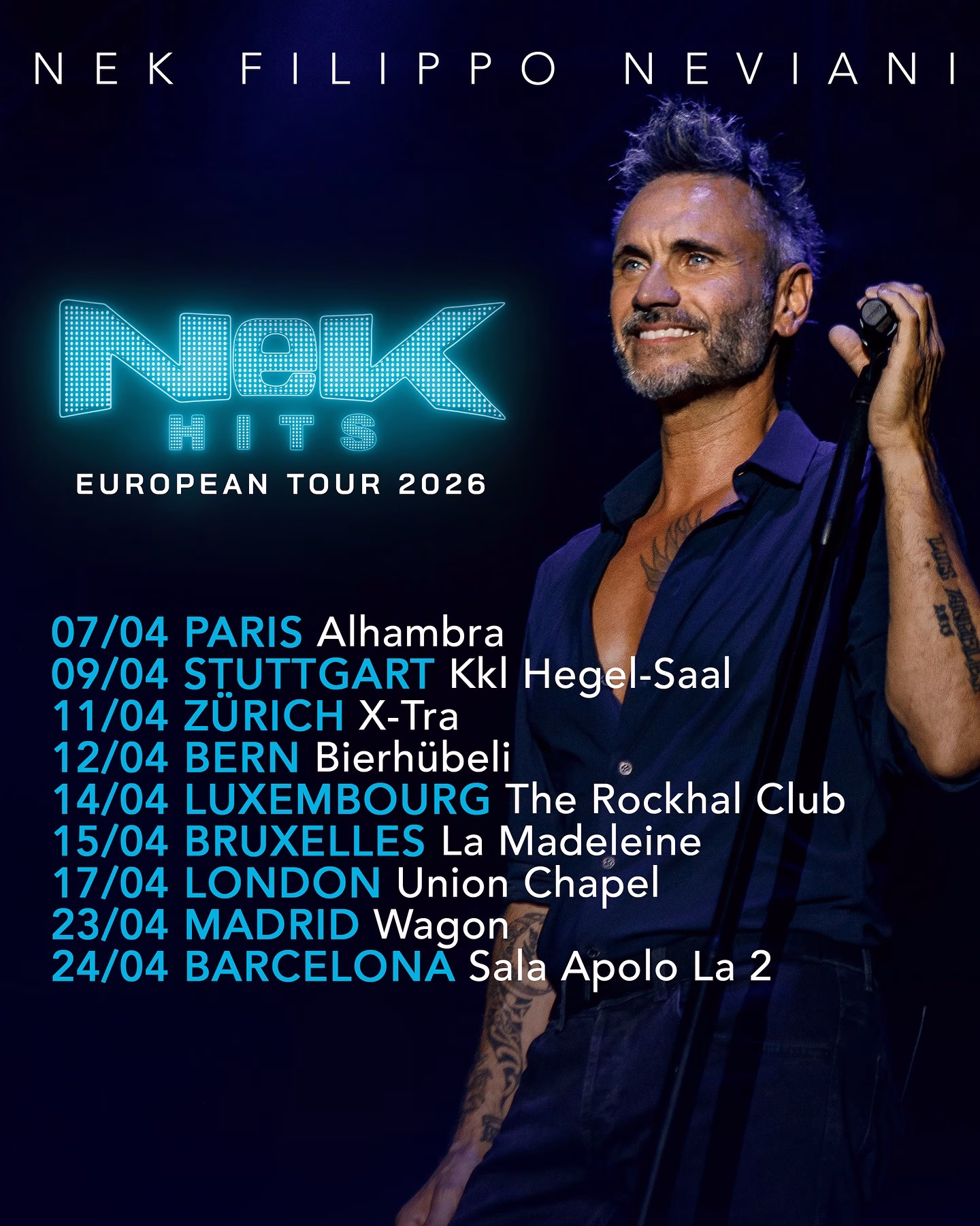 Nek, Hits - European Tour