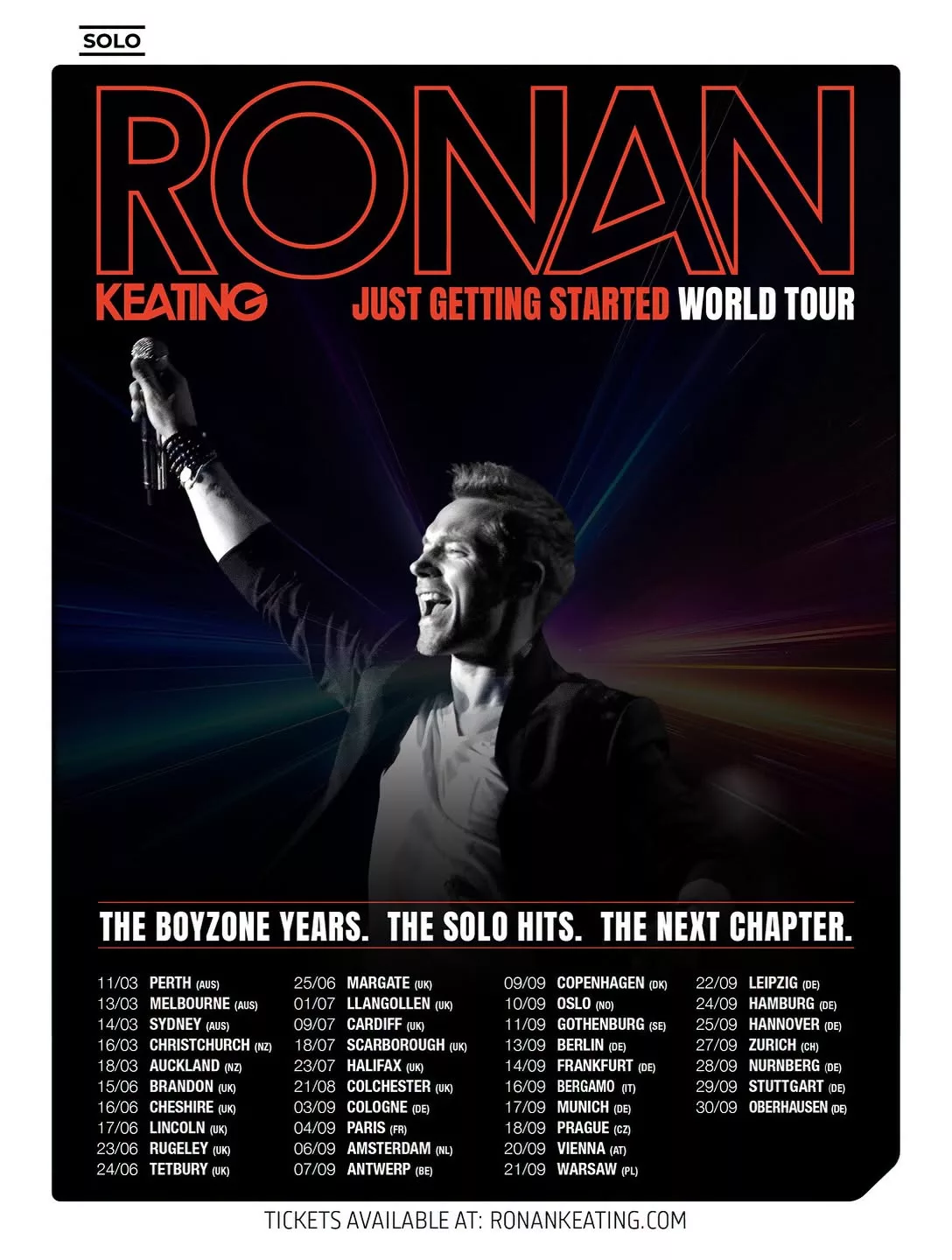 Ronan Keating, Just Getting Started World Tour